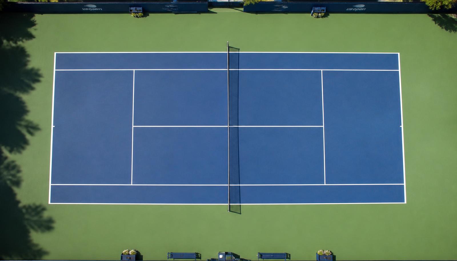 Aerial view of a tennis court